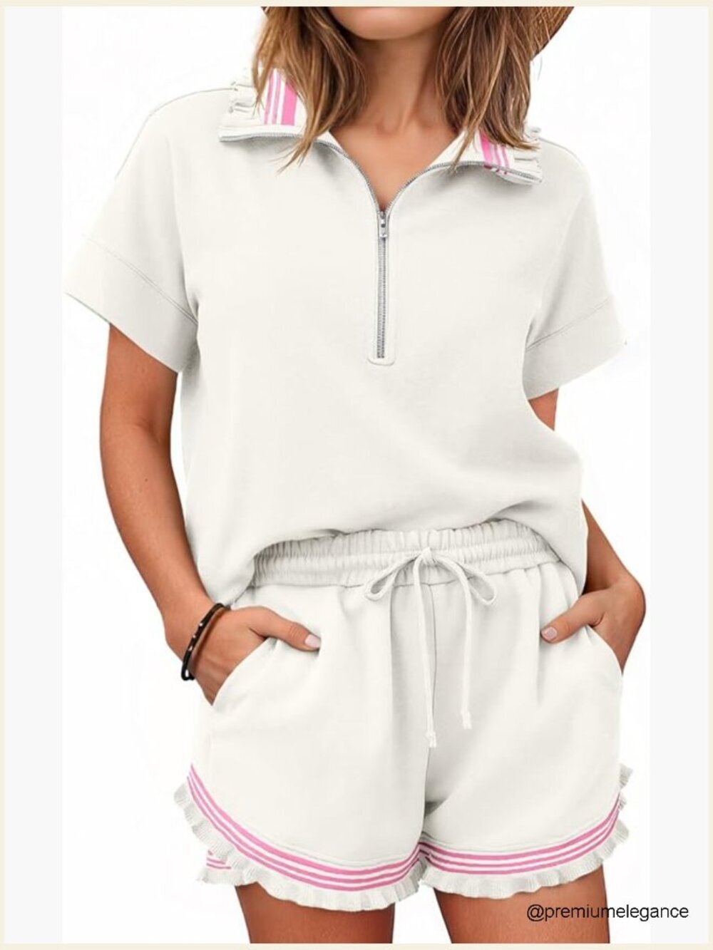 2 Piece Short Set Women Sweatsuit Casual Zip Up Top Matching Lounge